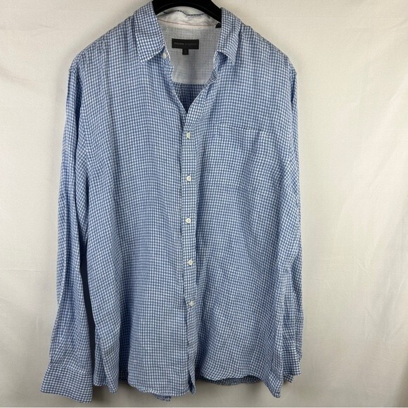 Tricots St Raphael 100% linen button Gingham shirt XL - Picture 1 of 6